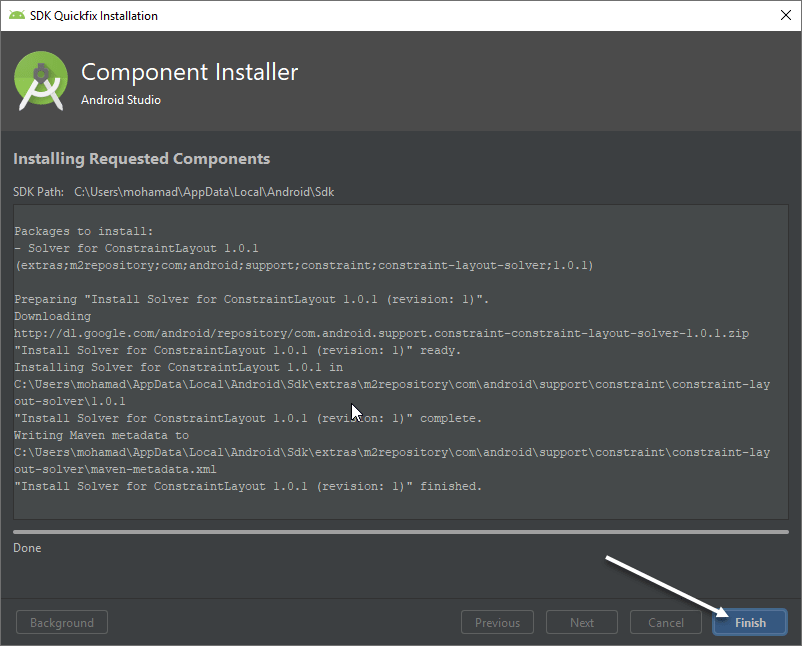 نصب sdk