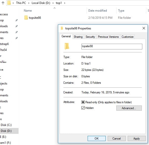 پنهان و نمایش فایل های مخفی در ویندوز 10