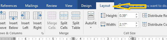 تنظیمات جدول در ورد